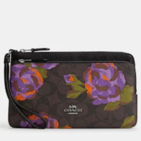 Coach Double Zip Rose Print Wallet/Wristlet - Picture 3 of 10